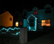 The lights at Douglas, Barbara, Millie & Niamh Cecil's house in Church Bay.